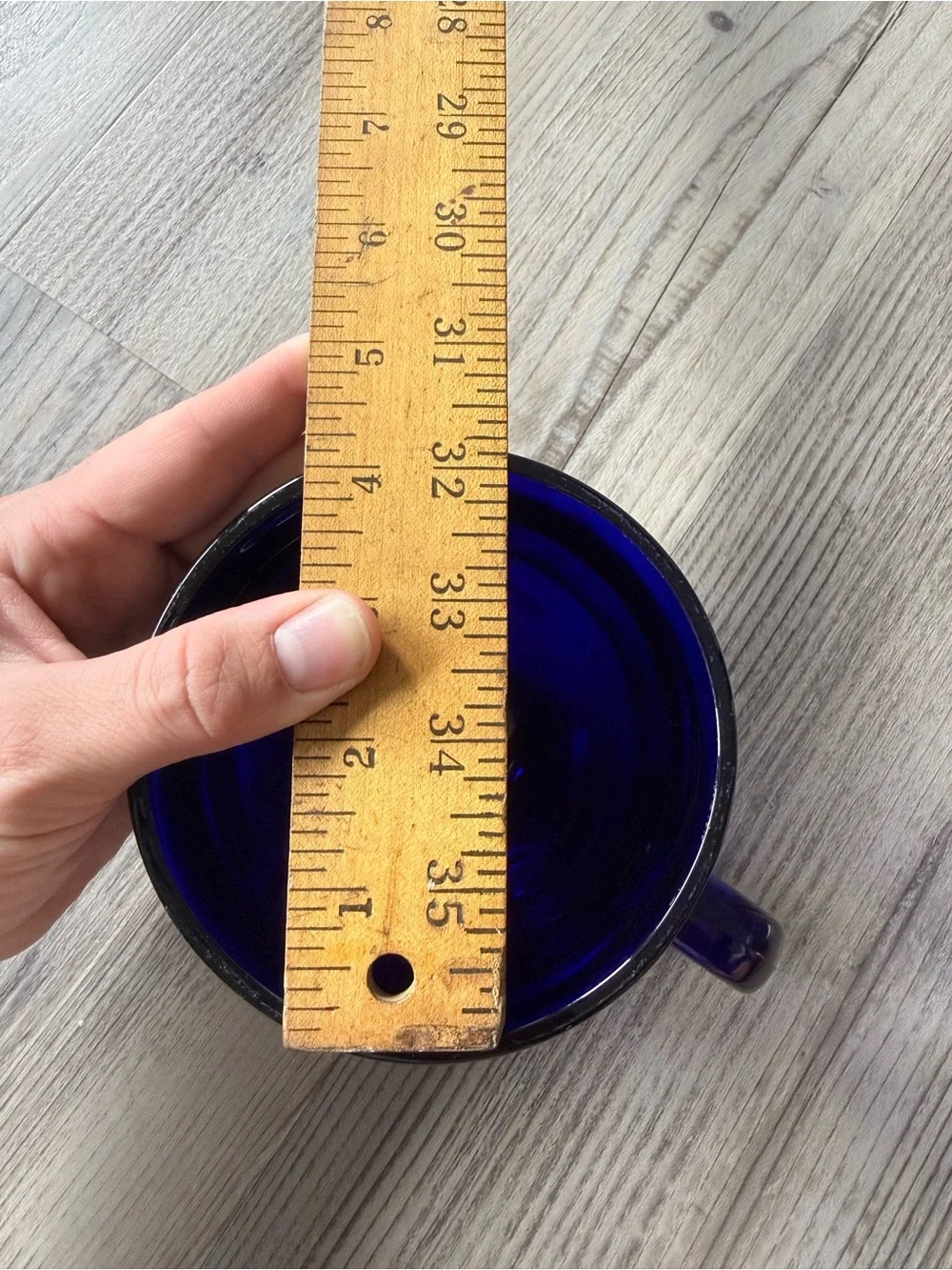 P&G cobalt blue glass coffee mug